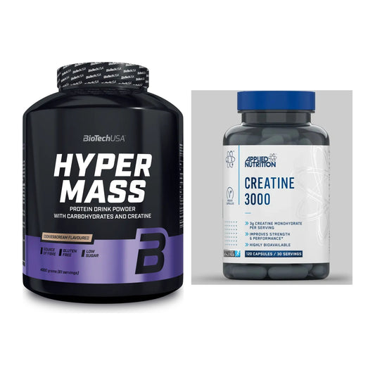 Masseaufbau-Set: BioTech Hyper Mass + Applied Nutrition Creatine 3000 – alle enthaltenen Artikel