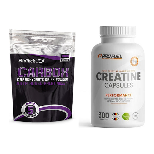 Masseaufbau-Set: BioTech CarboX + ProFuel Creatine Monohydrate – alle enthaltenen Artikel
