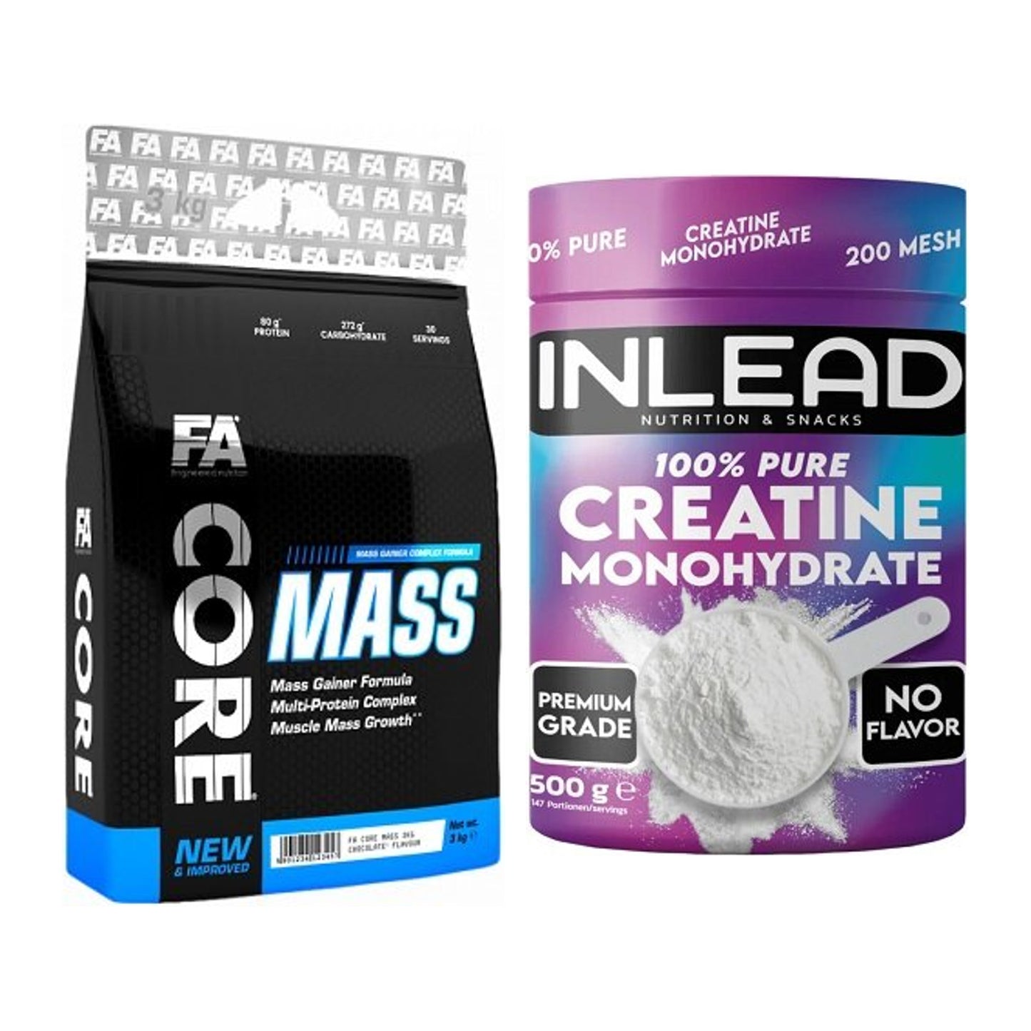 Masseaufbau-Set: FA Nutrition Core Mass + INLEAD Creatine – alle enthaltenen Artikel