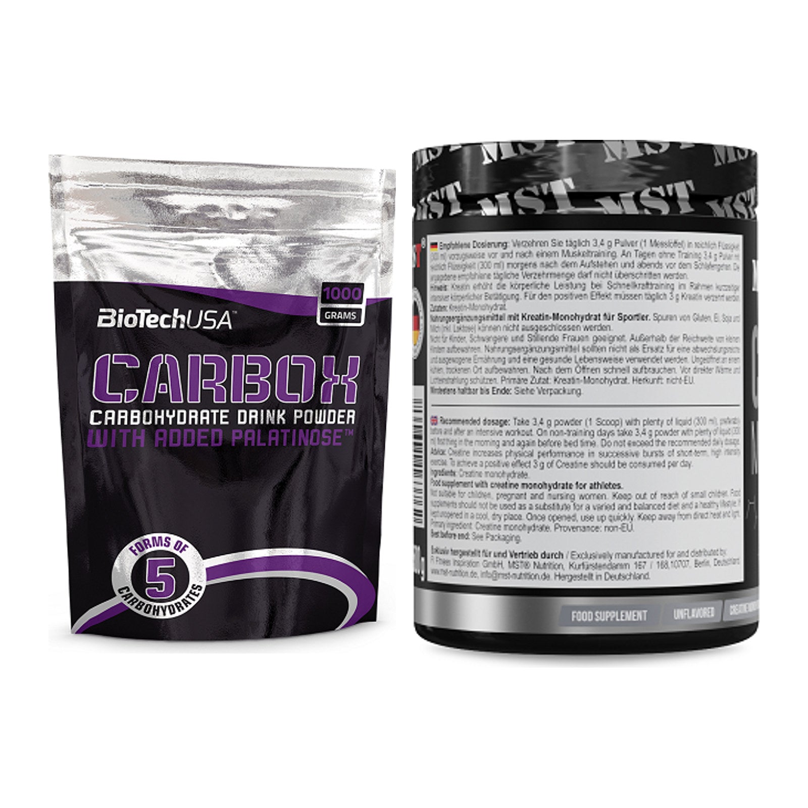 Masseaufbau-Set: BioTech CarboX + MST Creatin Monohydrate – alle enthaltenen Artikel