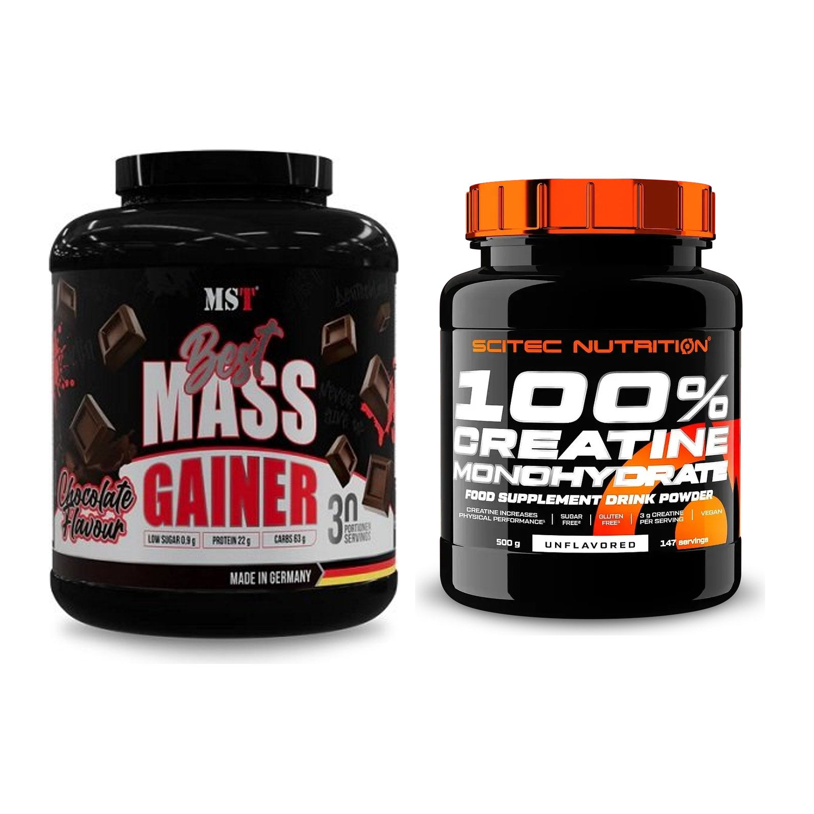 Masseaufbau-Set: MST Best Mass Gainer + Scitec Creatine Monohydrate – alle enthaltenen Artikel