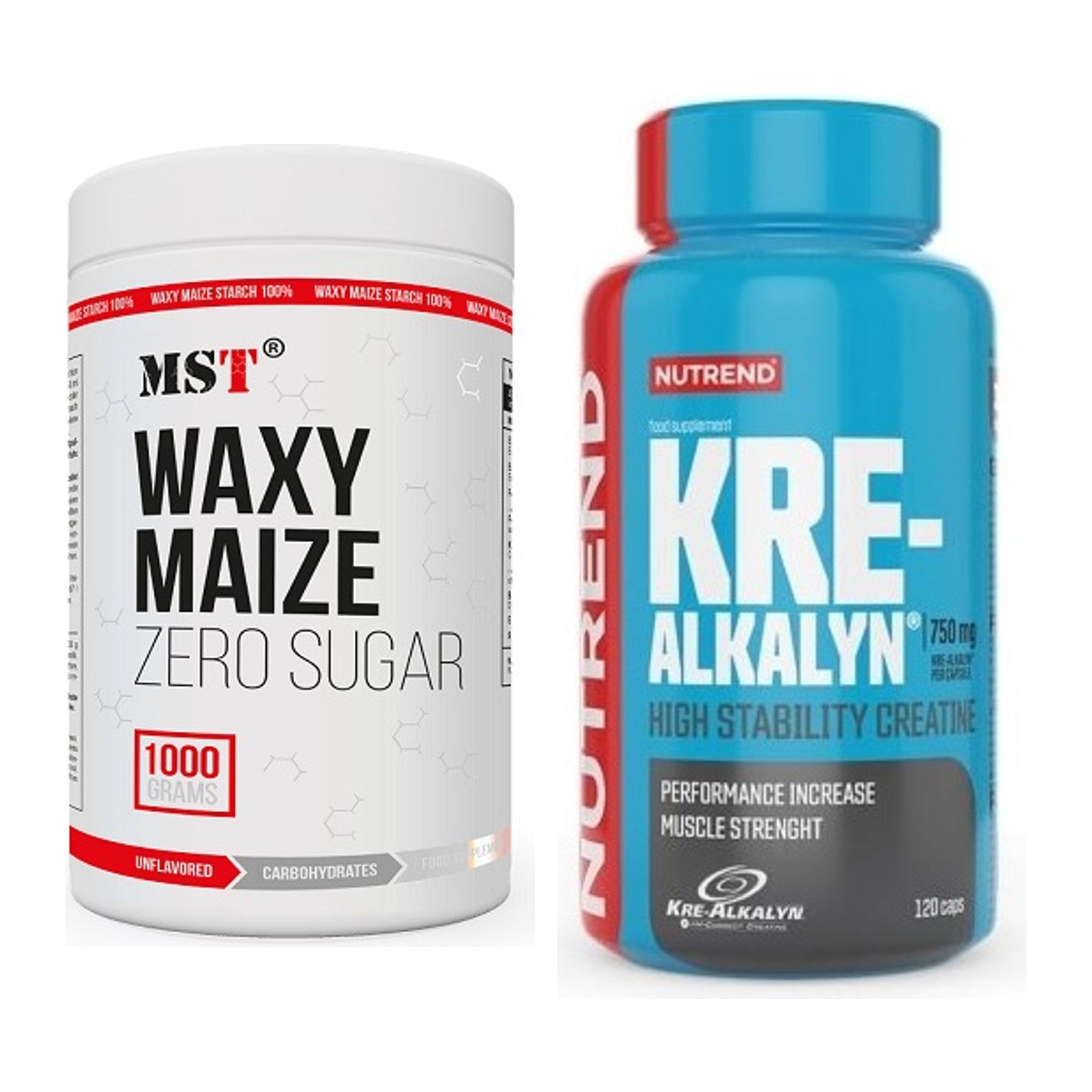 Masseaufbau-Set: MST WAXY MAIZE + Nutrend Kre-Alkalyn – alle enthaltenen Artikel