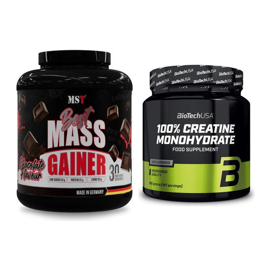 Masseaufbau-Set: MST Best Mass Gainer + BioTech Creatine Monohydrate – alle enthaltenen Artikel