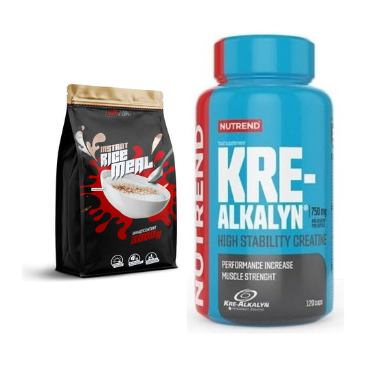 Masseaufbau-Set: Big Zone Rice Meal 3000g Beutel + Nutrend Kre-Alkalyn – alle enthaltenen Artikel