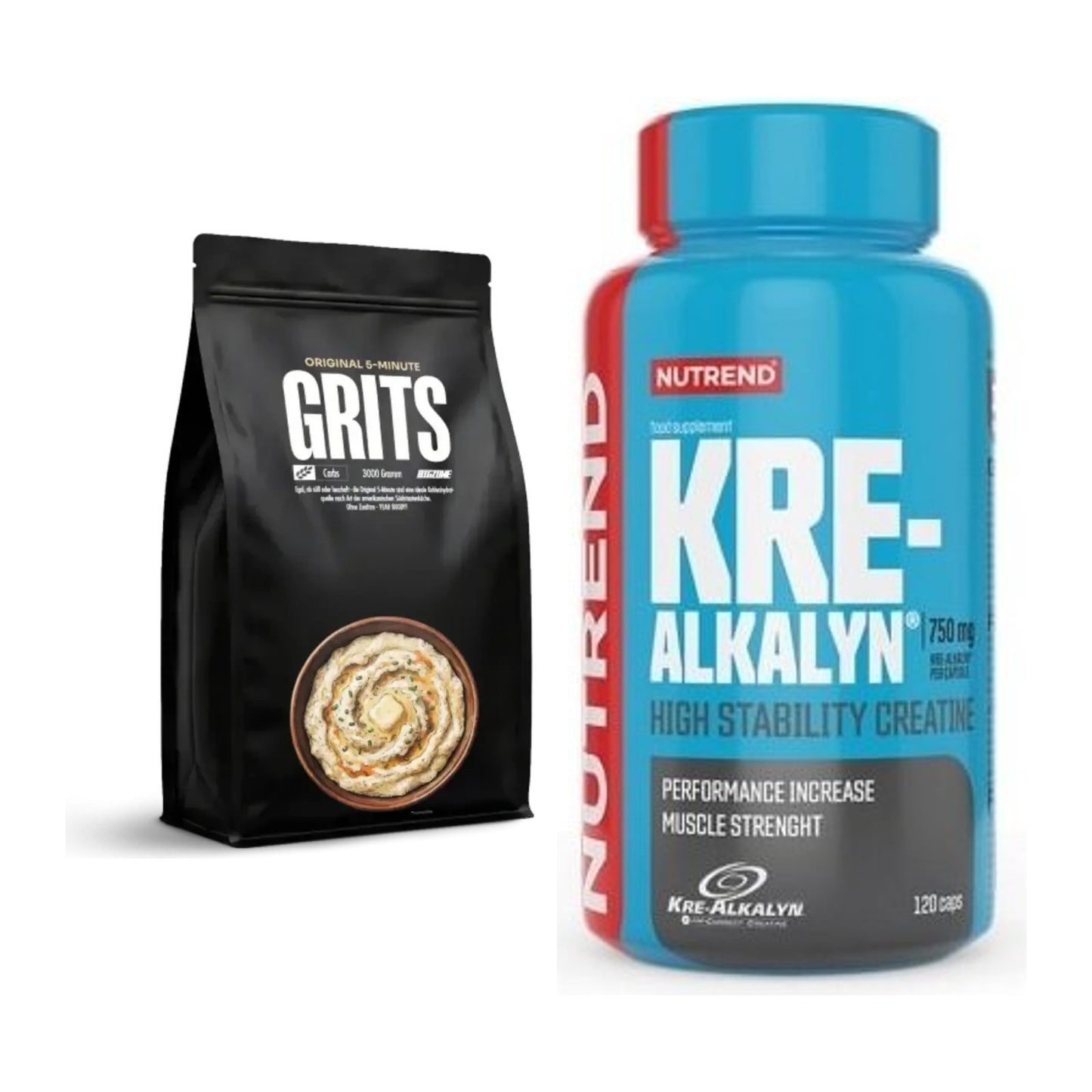 Masseaufbau-Set: Big Zone Grits (Maisgrieß) + Nutrend Kre-Alkalyn – alle enthaltenen Artikel