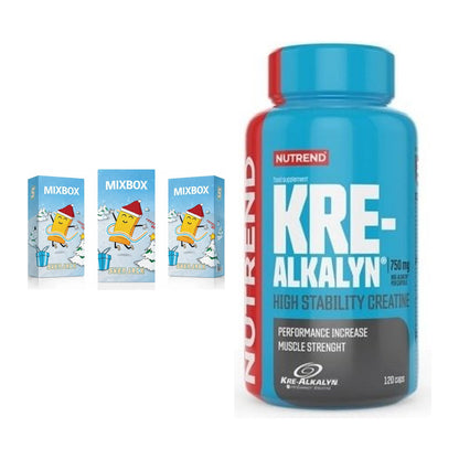 Masseaufbau-Set: Sven Jack MIXBOX 49x65g Fitness + Nutrend Kre-Alkalyn – alle enthaltenen Artikel