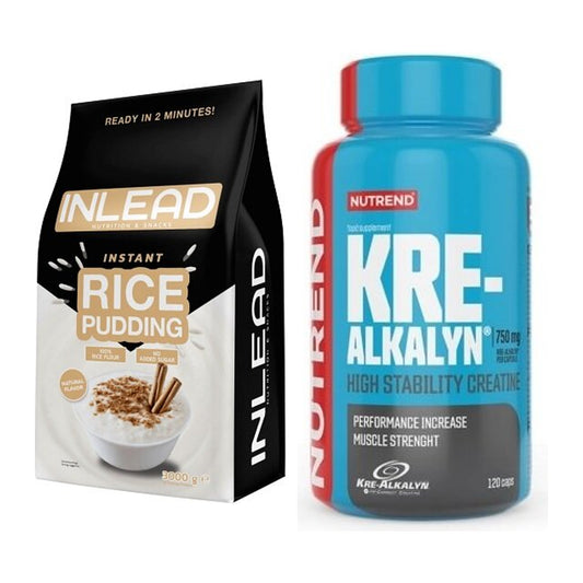 Masseaufbau-Set: INLEAD Instant Rice Pudding + Nutrend Kre-Alkalyn – alle enthaltenen Artikel