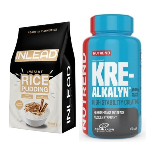 Masseaufbau-Set: INLEAD Instant Rice Pudding + Nutrend Kre-Alkalyn – alle enthaltenen Artikel