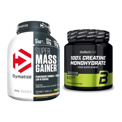 Masseaufbau-Set: Dymatize Super Mass + BioTech Creatine – alle enthaltenen Artikel