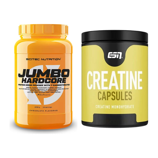 Masseaufbau-Set: Scitec Jumbo Hardcore1530g + ESN Ultrapure Creatine – alle enthaltenen Artikel