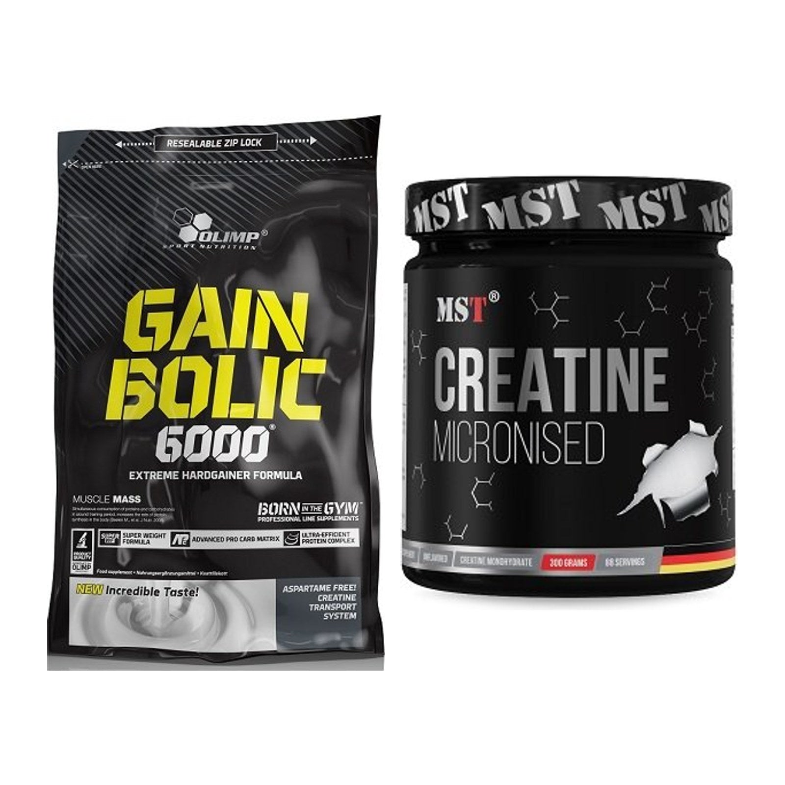 Masseaufbau-Set: Olimp Gain Bolic 6000 1kg + MST Creatin Monohydrate – alle enthaltenen Artikel