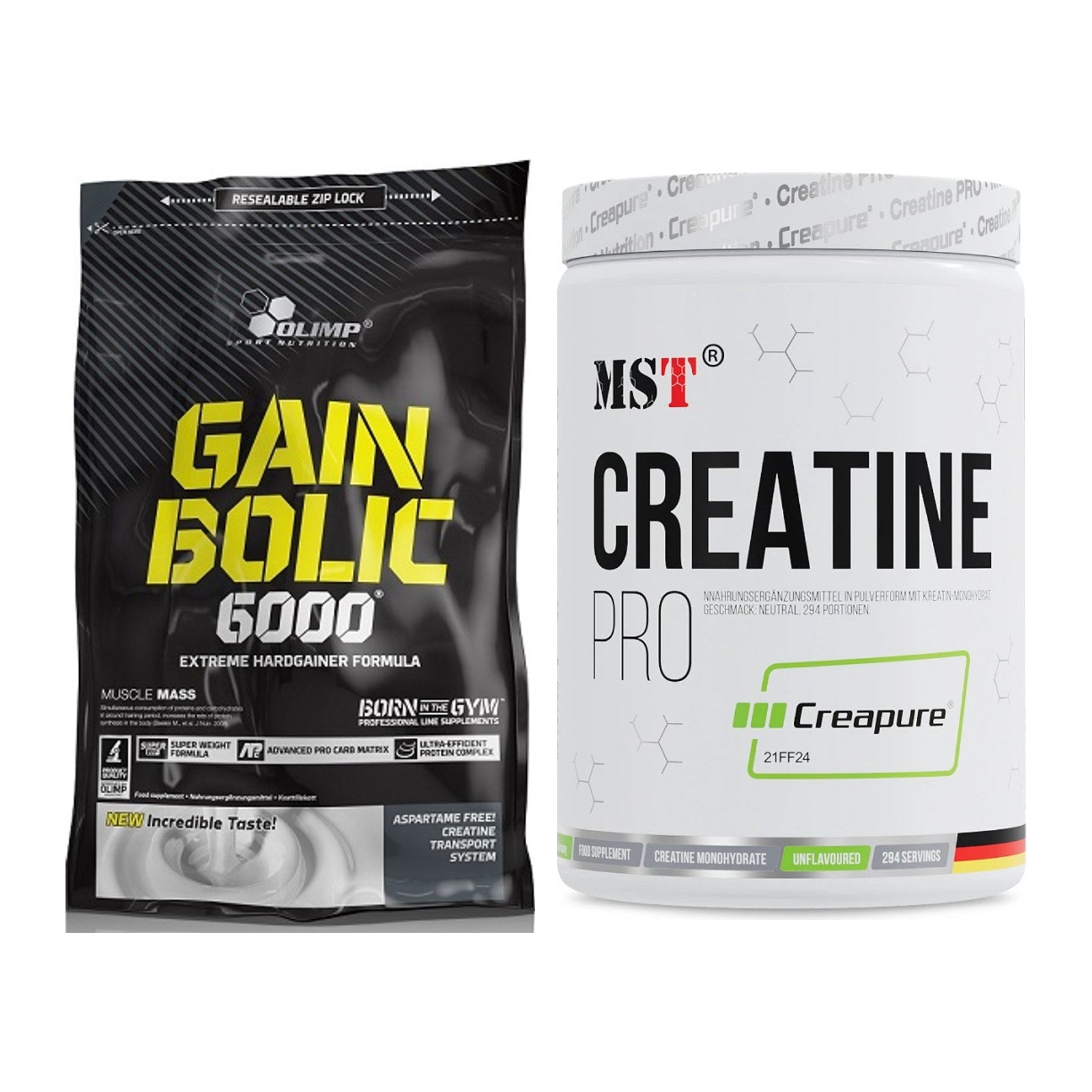Masseaufbau-Set: Olimp Gain Bolic 6000 + MST Creatin Pro CREAPURE – alle enthaltenen Artikel
