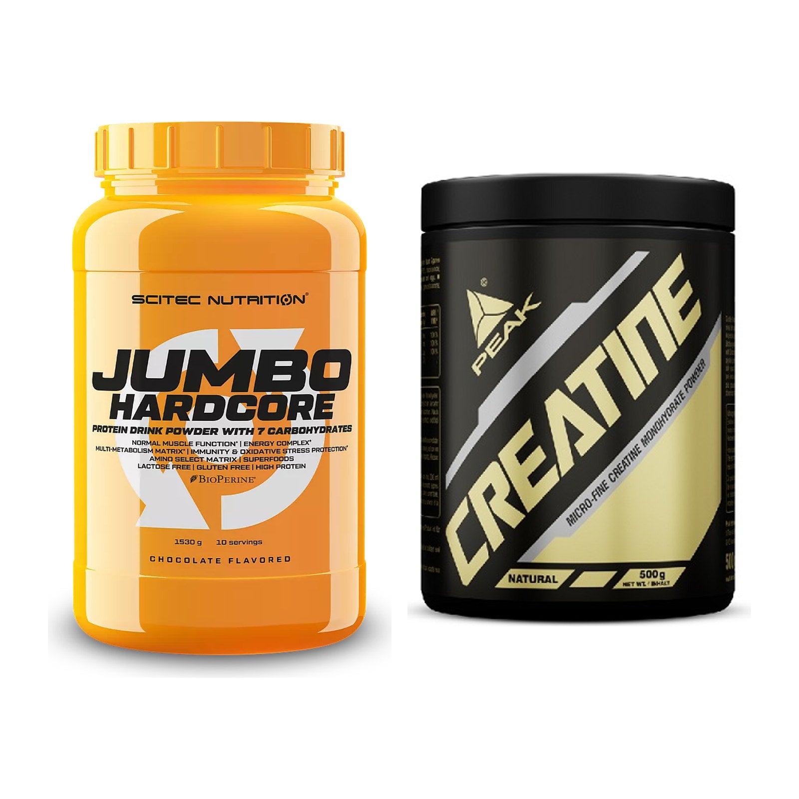 Masseaufbau-Set: Scitec Jumbo Hardcore1530g + Peak Creatin Powder – alle enthaltenen Artikel
