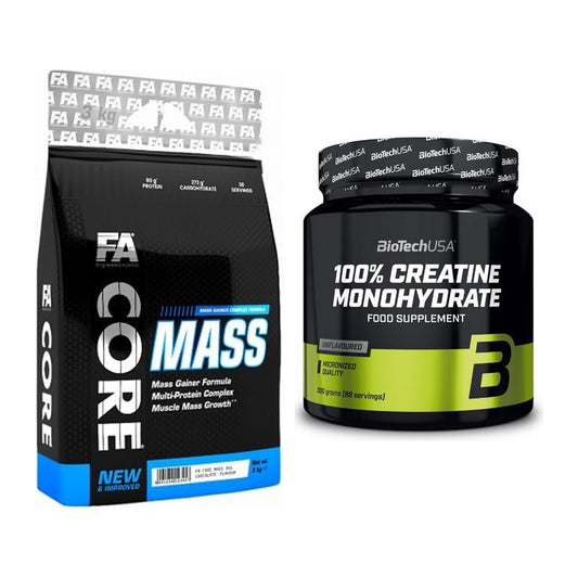 Masseaufbau-Set: FA Nutrition Core Mass + BioTech Creatine – alle enthaltenen Artikel