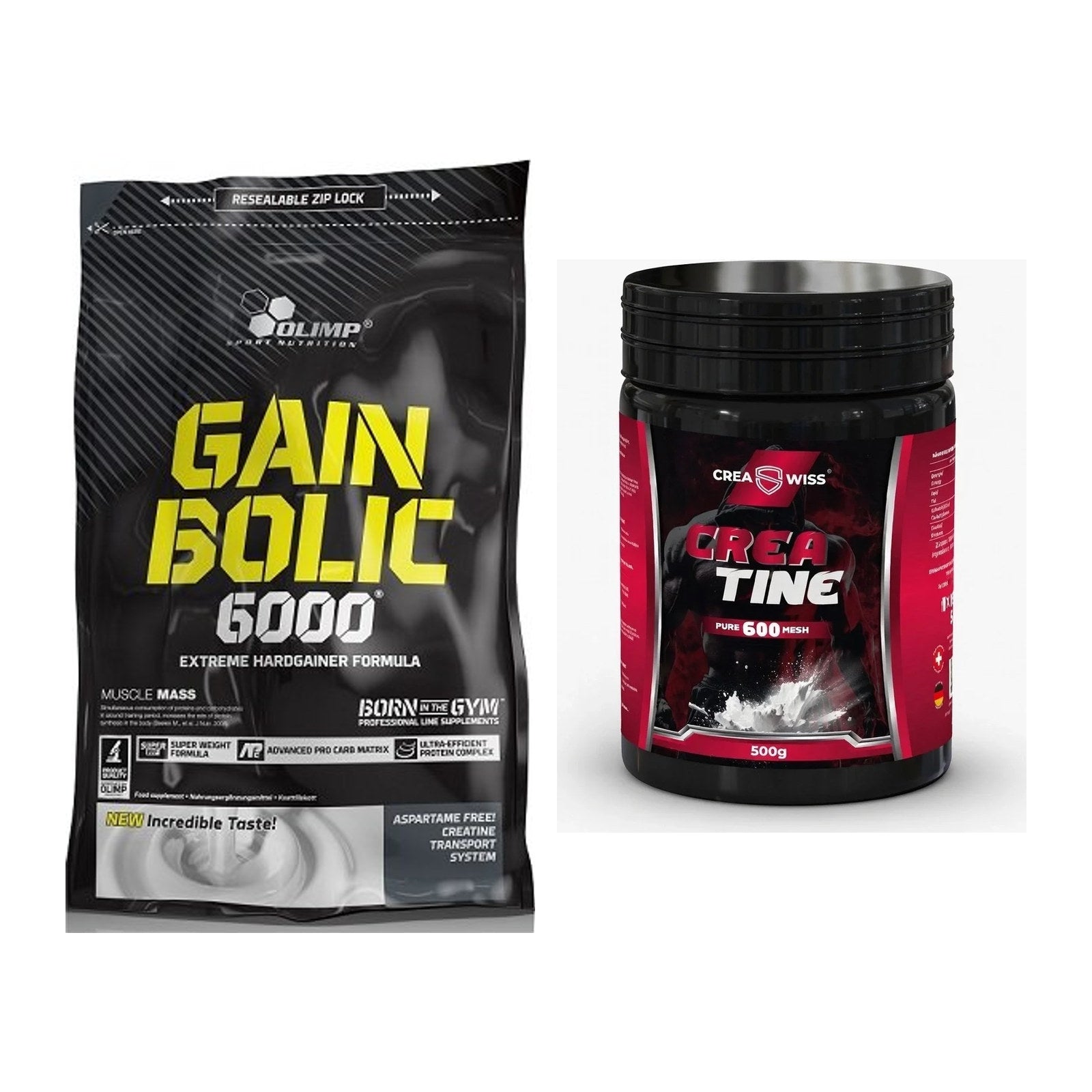 Masseaufbau-Set: Olimp Gain Bolic 6000 1kg + CREASWISS Creatine 600 – alle enthaltenen Artikel