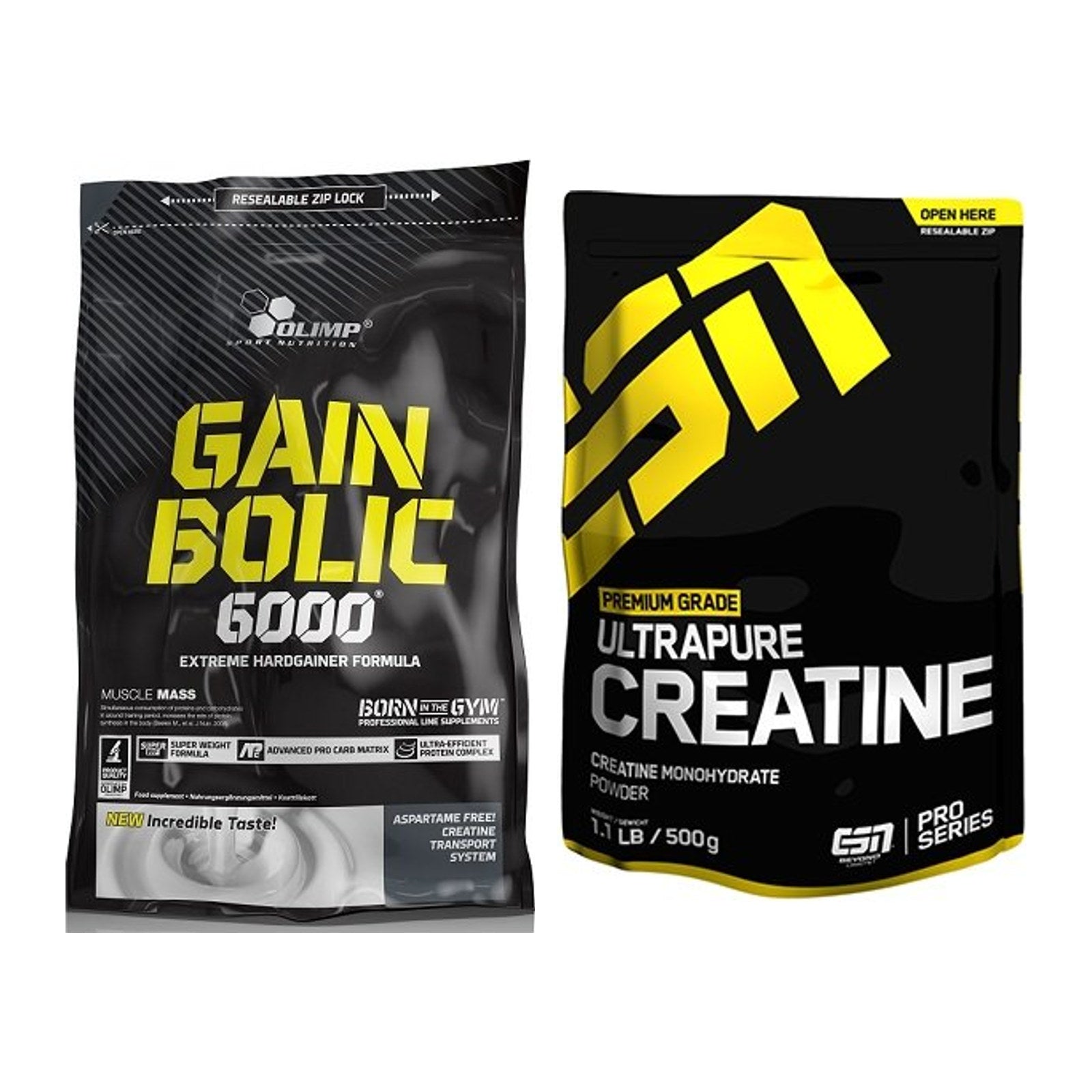 Masseaufbau-Set: Olimp Gain Bolic 6000 + ESN Ultrapure Creatine – alle enthaltenen Artikel