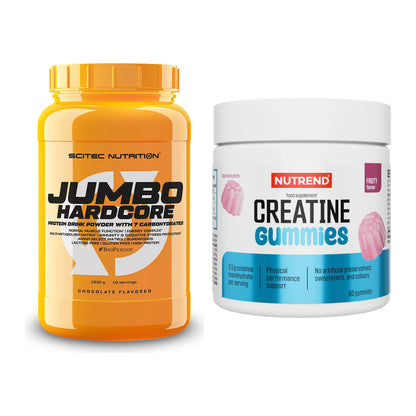 Masseaufbau-Set: Scitec Jumbo Hardcore1530 + Nutrend Creatine Gummies – alle enthaltenen Artikel