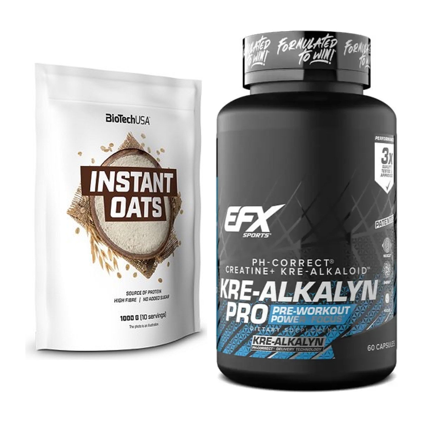 Masseaufbau-Set: BioTech Instant Oats + EFX Kre-Alkalyn PRO – alle enthaltenen Artikel