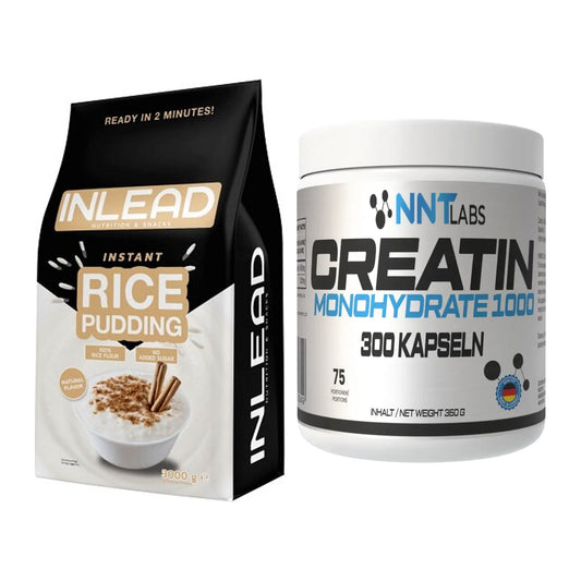 Masseaufbau-Set: INLEAD Instant Rice Pudding + NNT Creatin 1000 mg – alle enthaltenen Artikel