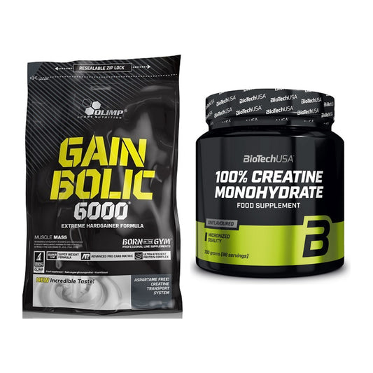 Masseaufbau-Set: Olimp Gain Bolic 6000 + BioTech Creatine Monohydrate – alle enthaltenen Artikel