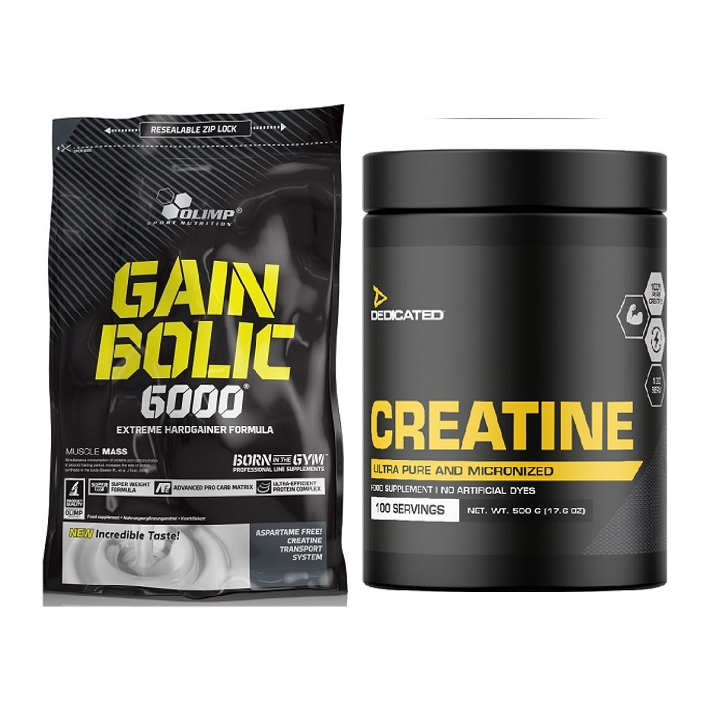 Masseaufbau-Set: Olimp Gain Bolic 6000 + Dedicated Creatine – alle enthaltenen Artikel