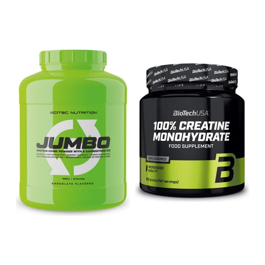 Masseaufbau-Set: Scitec Jumbo + BioTech Creatine Monohydrate – alle enthaltenen Artikel