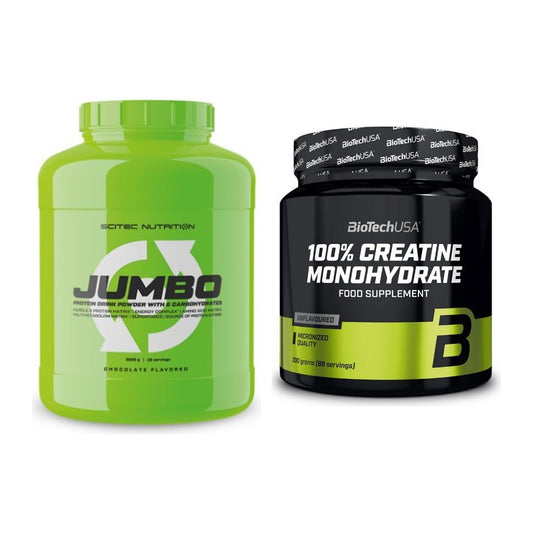 Masseaufbau-Set: Scitec Jumbo + BioTech Creatine Monohydrate – alle enthaltenen Artikel