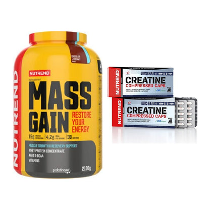 Masseaufbau-Set: Nutrend Mass Gain + Nutrend Creatine Compressed Caps – alle enthaltenen Artikel