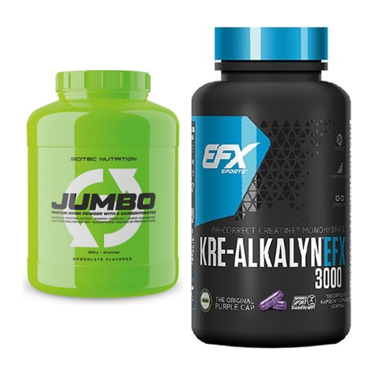 Masseaufbau-Set: Scitec Jumbo + EFX Kre-Alkalyn 3000 – alle enthaltenen Artikel