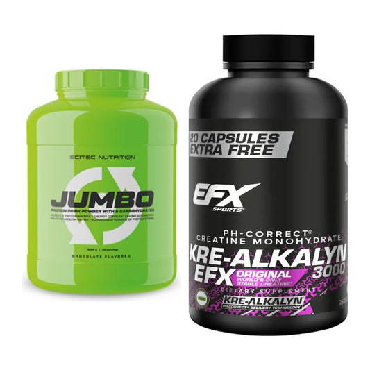 Masseaufbau-Set: Scitec Jumbo + EFX Kre-Alkalyn 3000 – alle enthaltenen Artikel