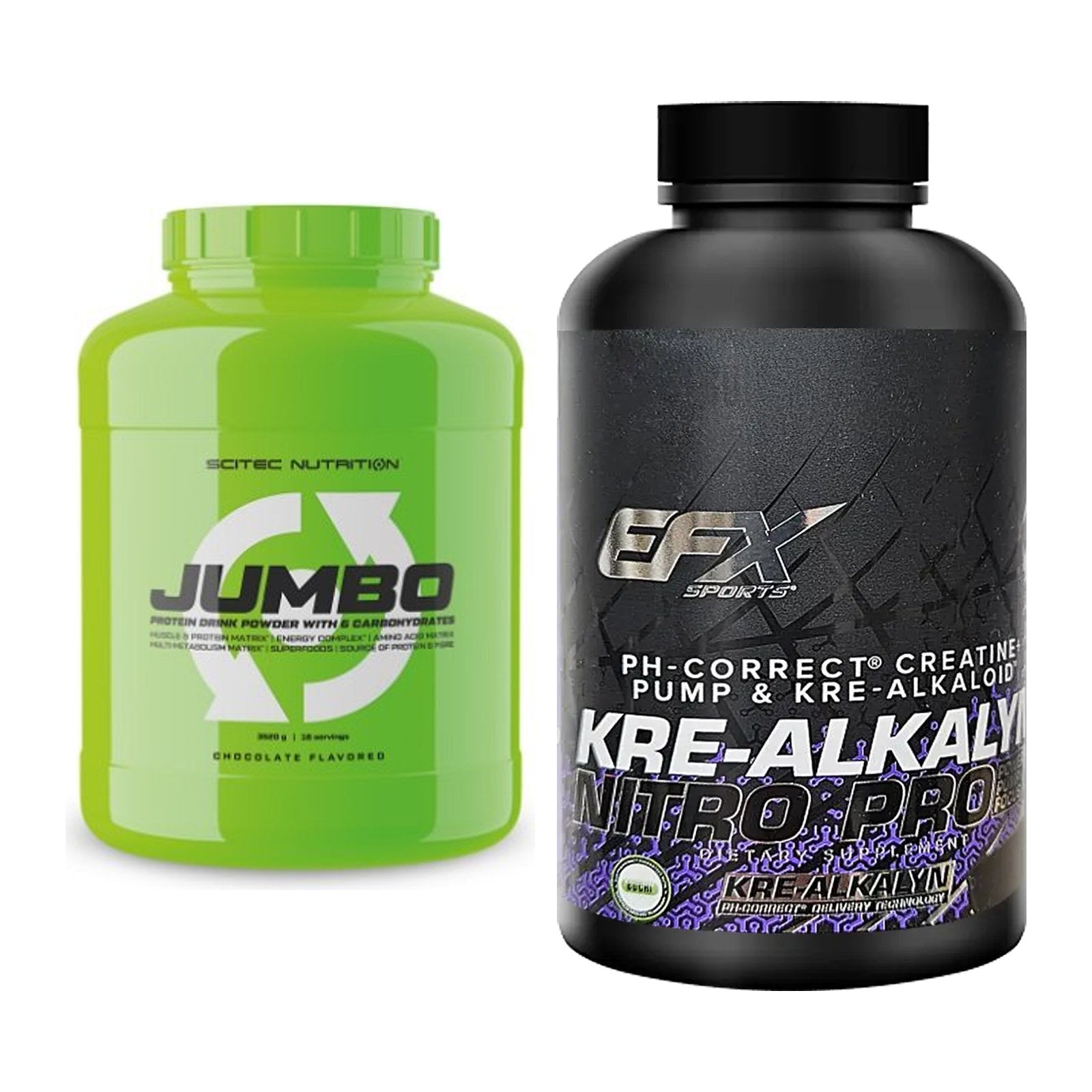 Masseaufbau-Set: Scitec Jumbo + EFX Kre-Alkalyn Nitro PRO – alle enthaltenen Artikel