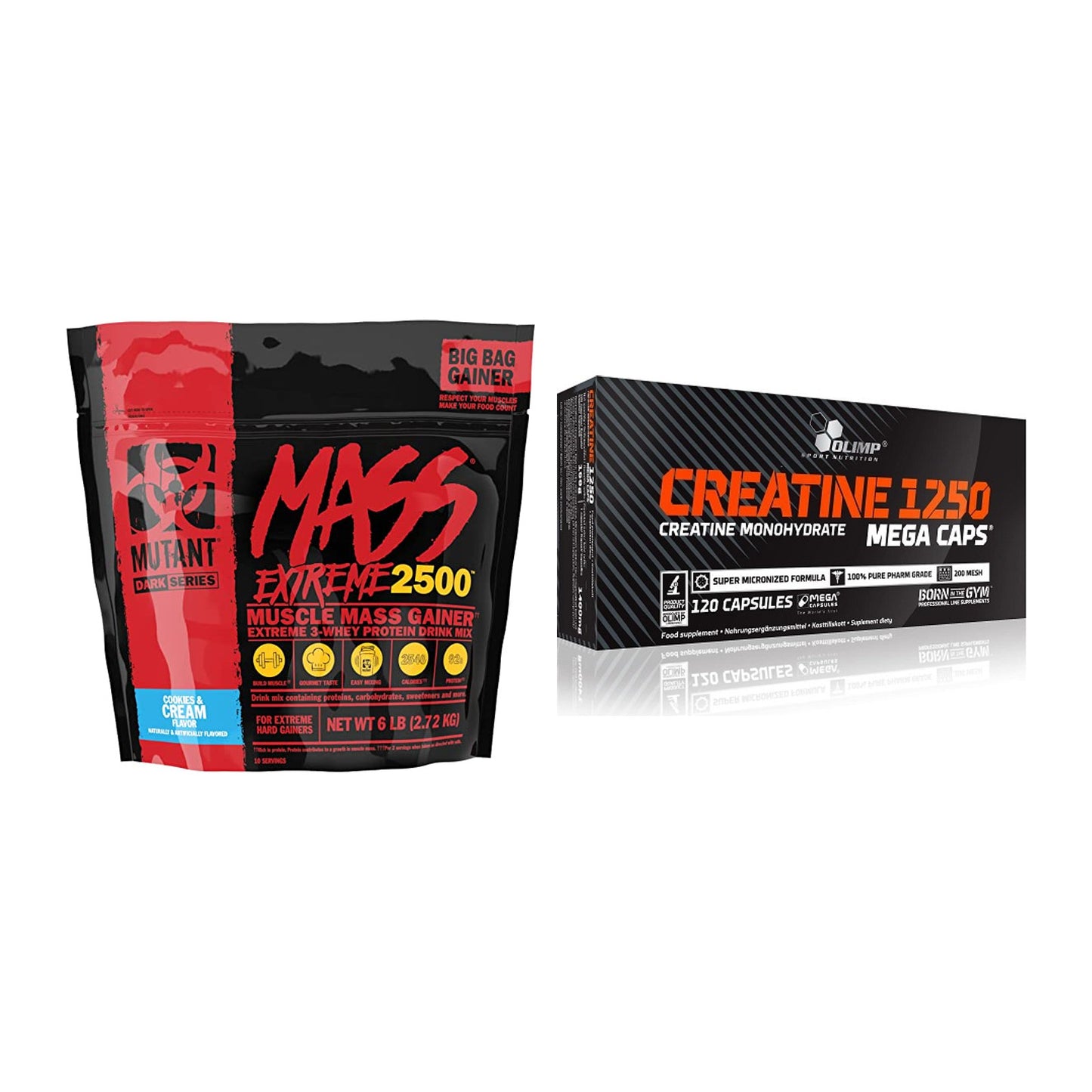 Masseaufbau-Set: Mutant Mass XXXTREME 2500 + Olimp Creatine Mega Caps – alle enthaltenen Artikel