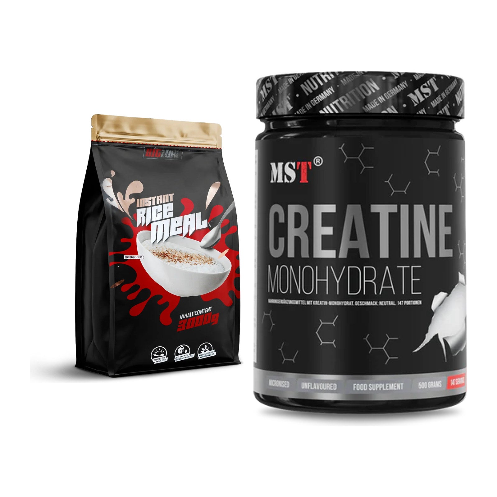 Masseaufbau-Set: Big Zone Rice Meal 3000g + MST Creatin Monohydrate – alle enthaltenen Artikel