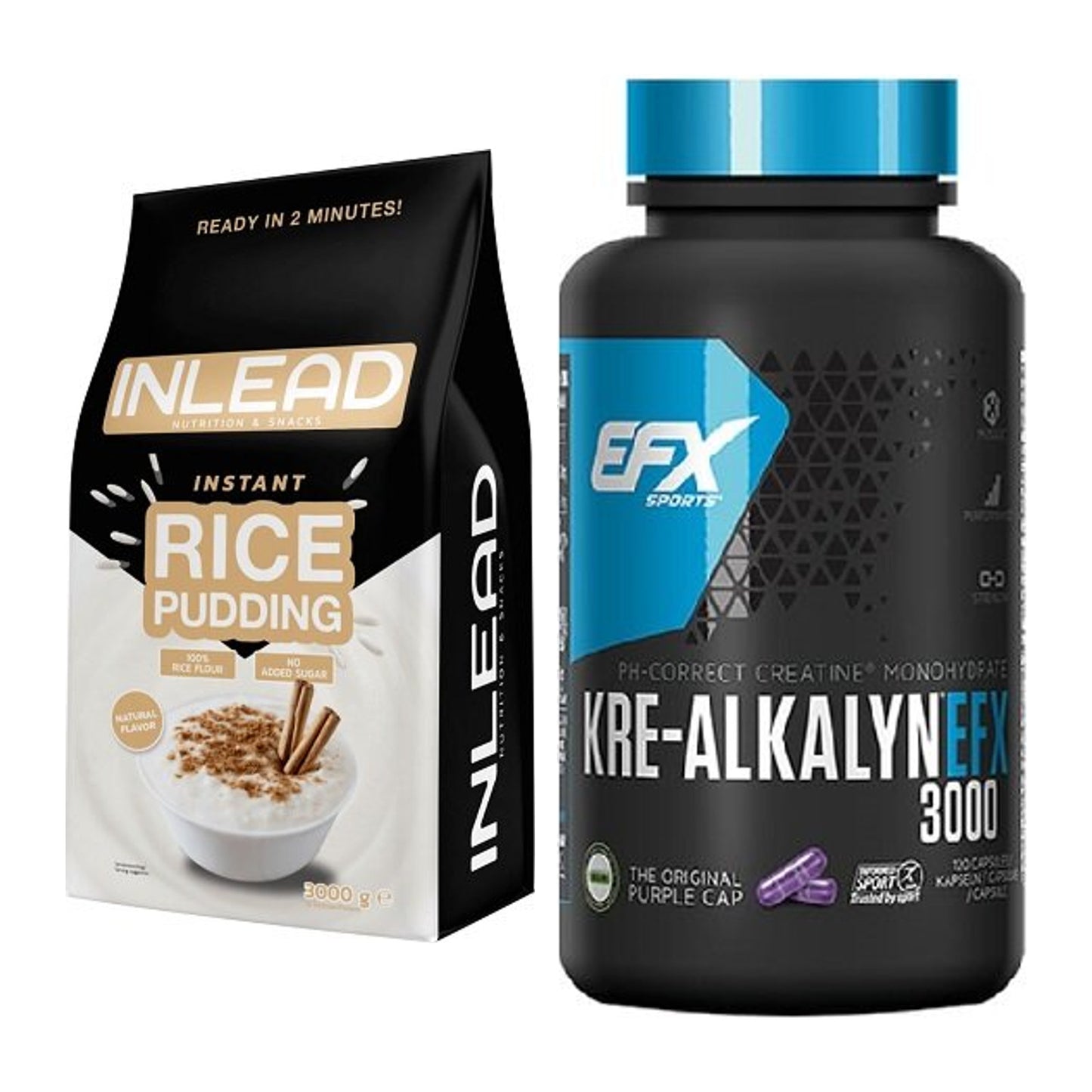 Masseaufbau-Set: INLEAD Instant Rice Pudding + EFX Kre-Alkalyn 3000 – alle enthaltenen Artikel