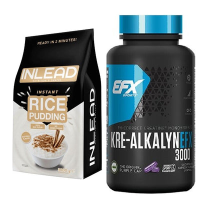 Masseaufbau-Set: INLEAD Instant Rice Pudding + EFX Kre-Alkalyn 3000 – alle enthaltenen Artikel