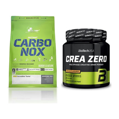 Masseaufbau-Set: Olimp Carbo Nox 1kg Pulver + BioTech Crea Zero – alle enthaltenen Artikel