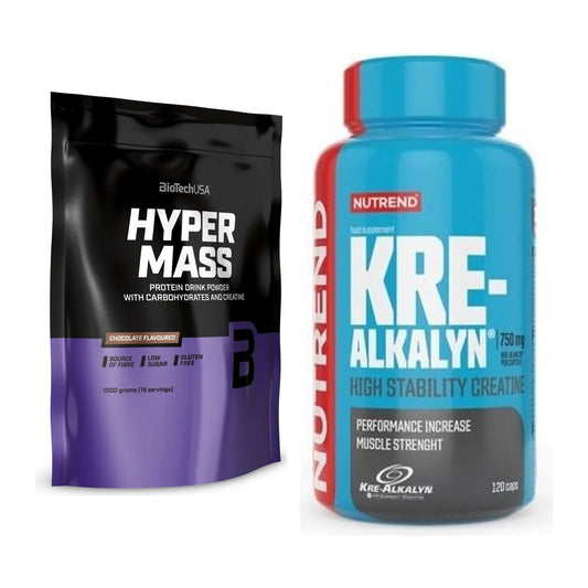 Masseaufbau-Set: BioTech Hyper Mass + Nutrend Kre-Alkalyn – alle enthaltenen Artikel