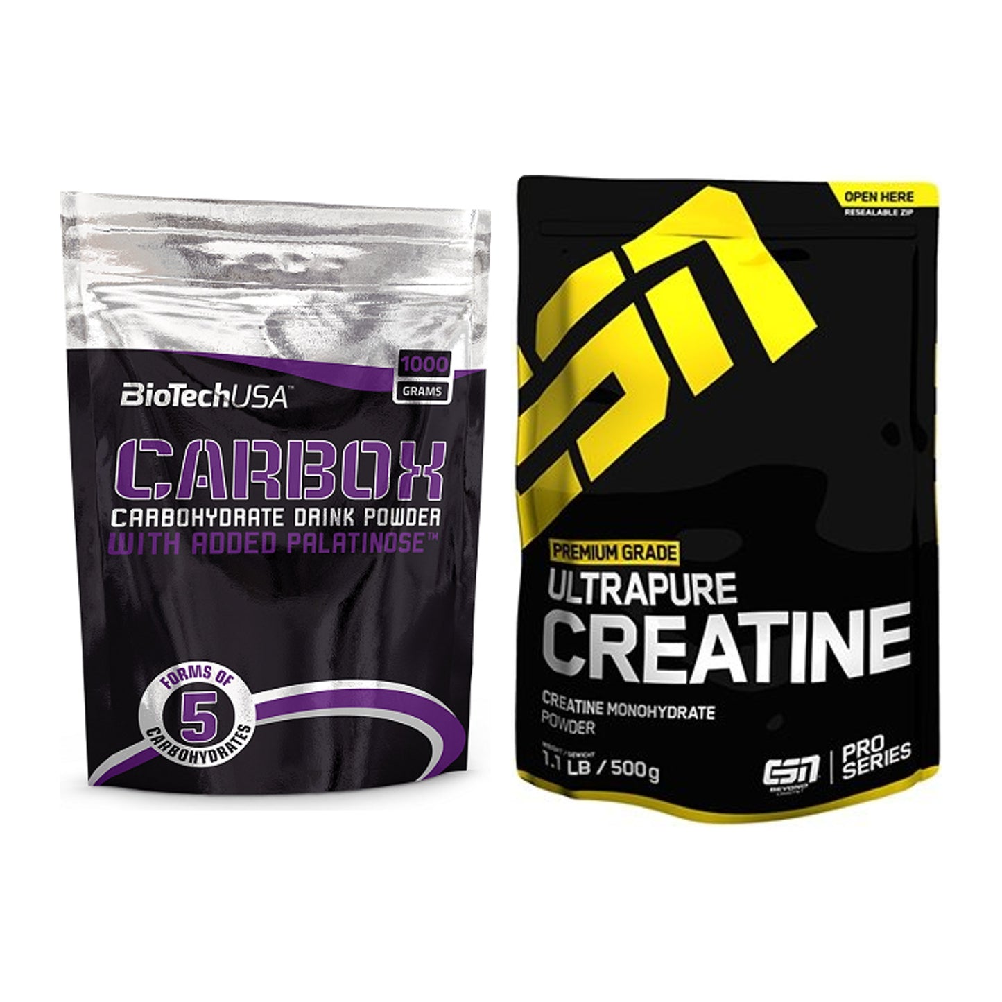 Masseaufbau-Set: BioTech CarboX + ESN Ultrapure Creatine Monohydrate – alle enthaltenen Artikel