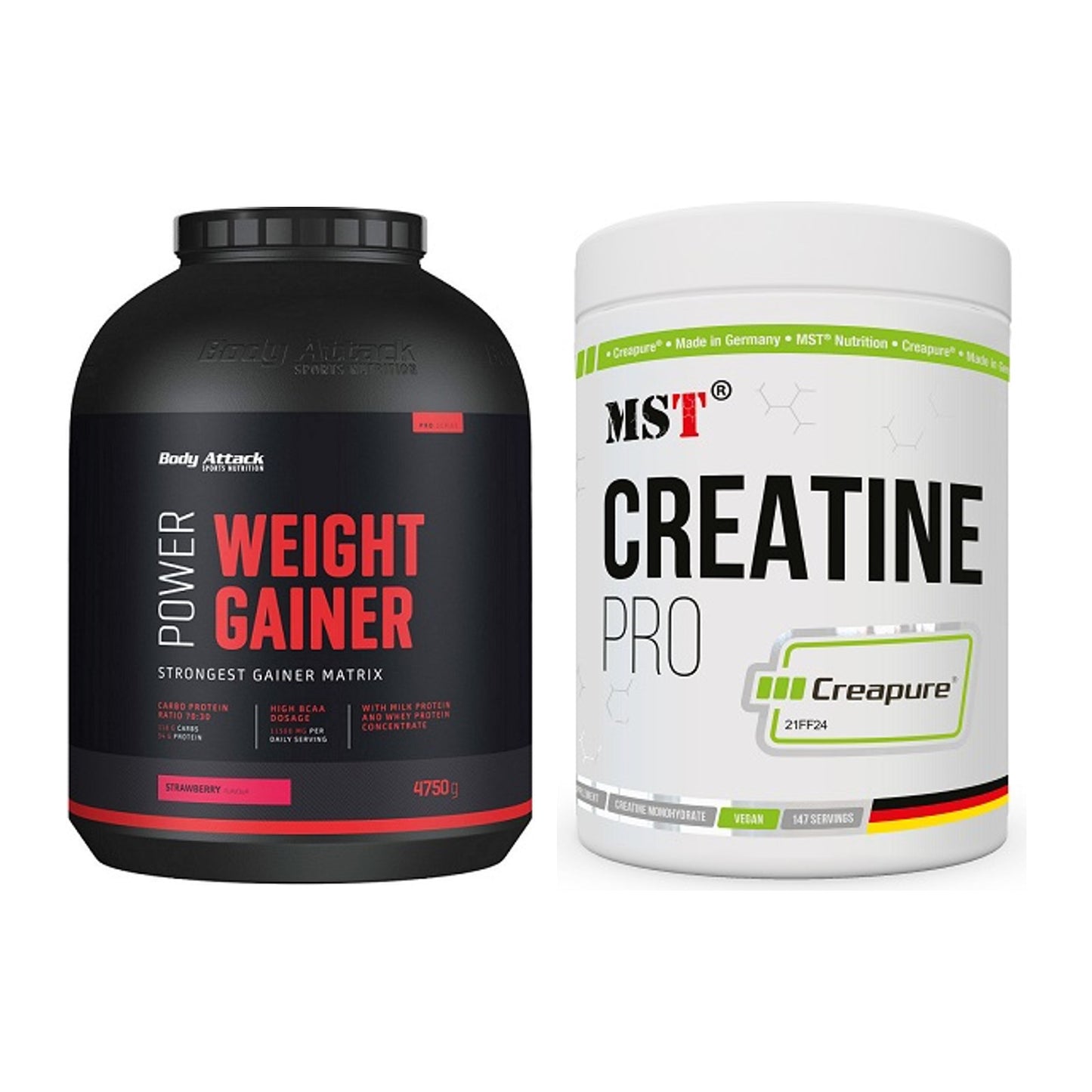 Masseaufbau-Set: Body Attack Power Weight + MST Creatin Pro CREAPURE – alle enthaltenen Artikel