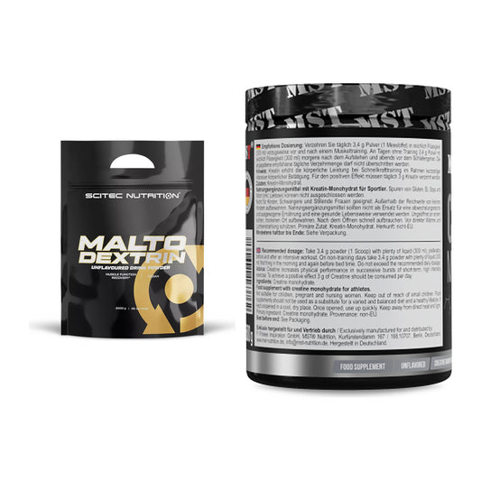 Masseaufbau-Set: Scitec Maltodextrin 2000g + MST Creatin Monohydrate – alle enthaltenen Artikel