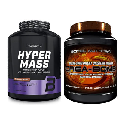 Masseaufbau-Set: BioTech Hyper Mass + Scitec Crea-Bomb – alle enthaltenen Artikel