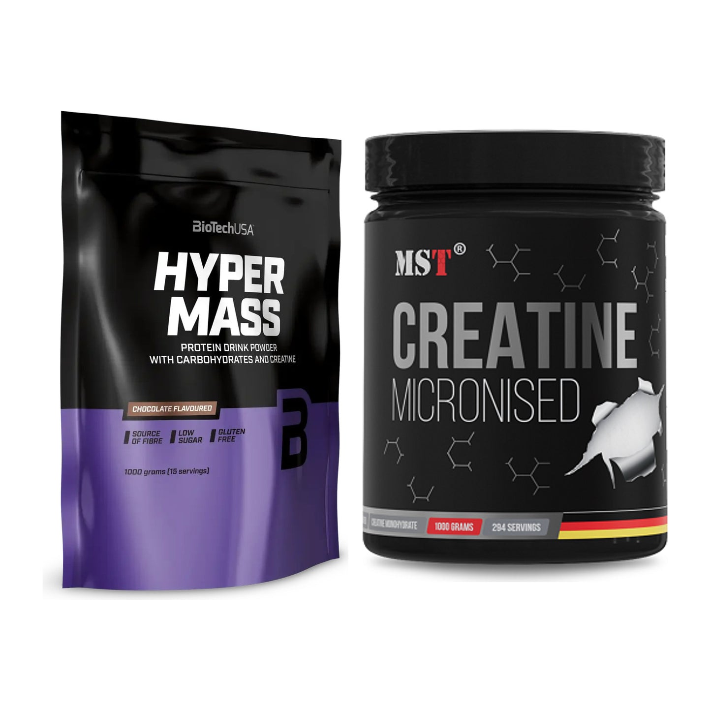 Masseaufbau-Set: BioTech Hyper Mass + MST Creatin Monohydrate – alle enthaltenen Artikel