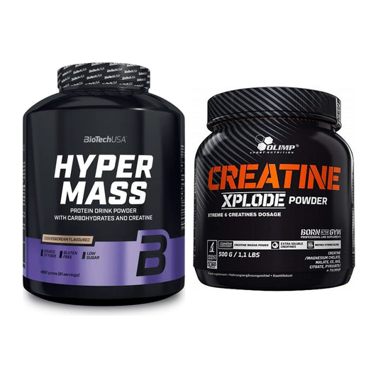 Masseaufbau-Set: BioTech Hyper Mass 4000g + Olimp Creatine Xplode – alle enthaltenen Artikel