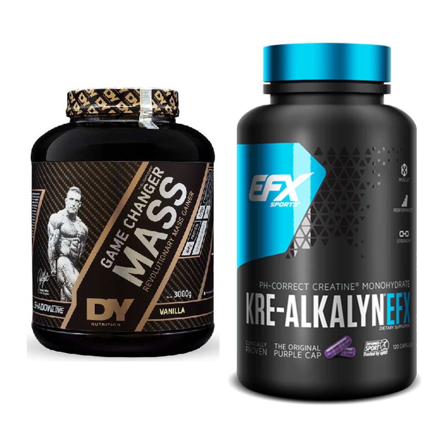 Masseaufbau-Set: DY Nutrition Game Changer Mass + EFX Kre-Alkalyn – alle enthaltenen Artikel