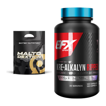 Masseaufbau-Set: Scitec Maltodextrin 2000g + EFX Kre-Alkalyn Ripped – alle enthaltenen Artikel
