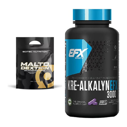 Masseaufbau-Set: Scitec Maltodextrin 2000g + EFX Kre-Alkalyn 3000 – alle enthaltenen Artikel