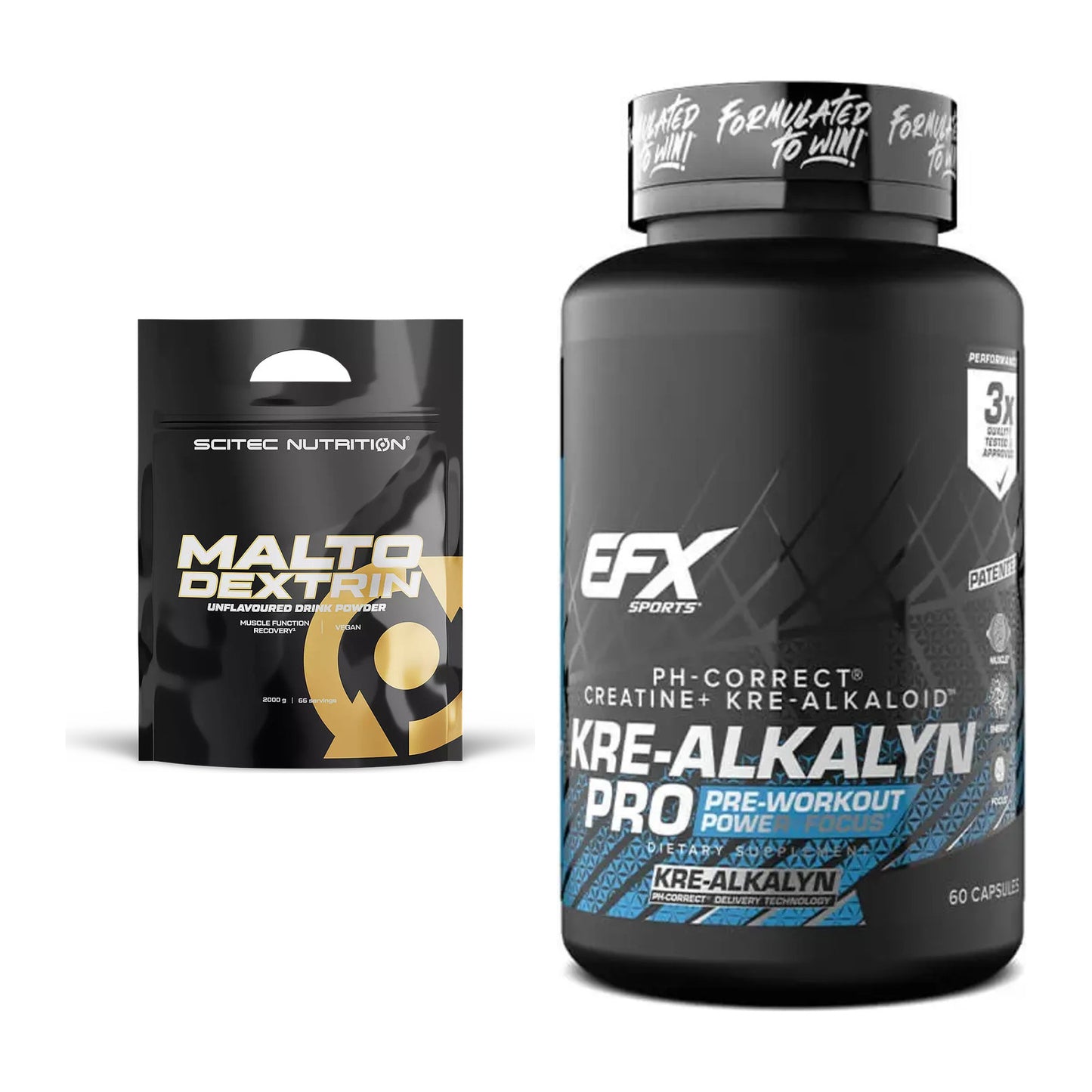 Masseaufbau-Set: Scitec Maltodextrin 2000g + EFX Kre-Alkalyn PRO – alle enthaltenen Artikel