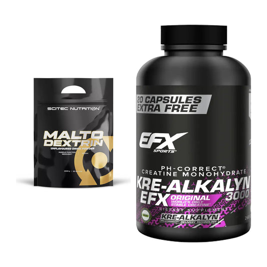 Masseaufbau-Set: Scitec Maltodextrin 2000g + EFX Kre-Alkalyn 3000 – alle enthaltenen Artikel