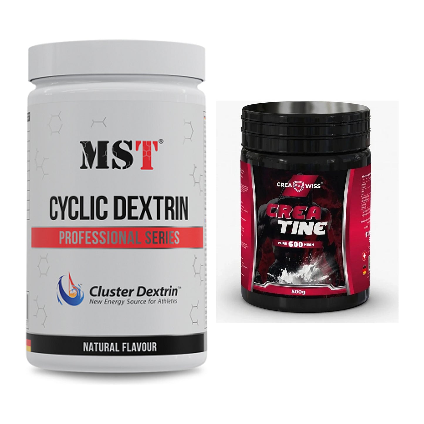 Masseaufbau-Set: MST Cluster Dextrin + CREASWISS Creatine 600 Mesh – alle enthaltenen Artikel