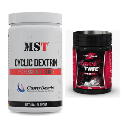 Masseaufbau-Set: MST Cluster Dextrin + CREASWISS Creatine 600 Mesh – alle enthaltenen Artikel